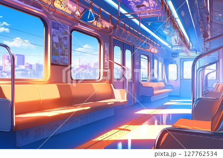 街中を走る電車の中 127762534