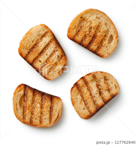 White bread toasts. Isolated on white background 127762640