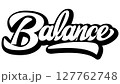 Hand-drawn bold calligraphy lettering of the word Balance with thick black outline and dynamic cursive script style 127762748