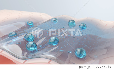 ヒアルロン酸が肌表面に広がり潤いの保護膜を形成 肌バリア機能の修復 127763915