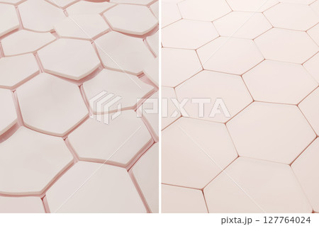 乾燥肌と潤い美肌の比較イラスト 肌バリア機能を修復したビフォーアフター 127764024