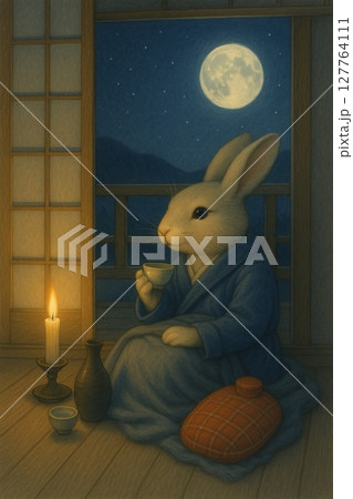 月見酒 うさぎのイラスト Generative AI 月見酒 うさぎのイラスト Generative AI 127764111