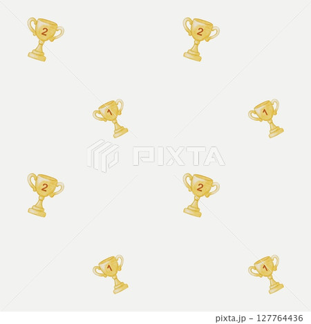 Colorful watercolor trophy pattern for textile or paper design background Colorful watercolor trophy pattern for textile or paper design background 127764436