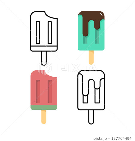 Chocolate ice-cream Popsicle flat icon vector 127764494