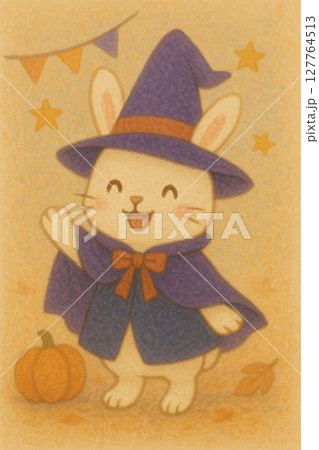 ハロウィン仮装のうさぎのイラスト 127764513