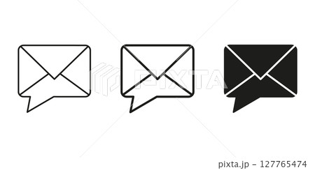 Envelope With Speech Bubble Line and Solid Icon Set. Email Communication, Messaging, Chat Interaction Outline And Silhouette Symbol Collection. Digital Correspondence. Isolated Vector Illustration Envelope With Speech Bubble Line and Solid Icon Set. Email Communication, Messaging, Chat Interaction Outline And Silhouette Symbol Collection. Digital Correspondence. Isolated Vector Illustration 127765474