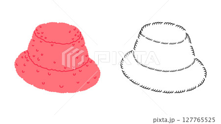 Plush Bucket Hat. Fur winter Head Fashion accessory cap clothing technical illustration. Vector headgear for Men Plush Bucket Hat. Fur winter Head Fashion accessory cap clothing technical illustration. Vector headgear for Men 127765525