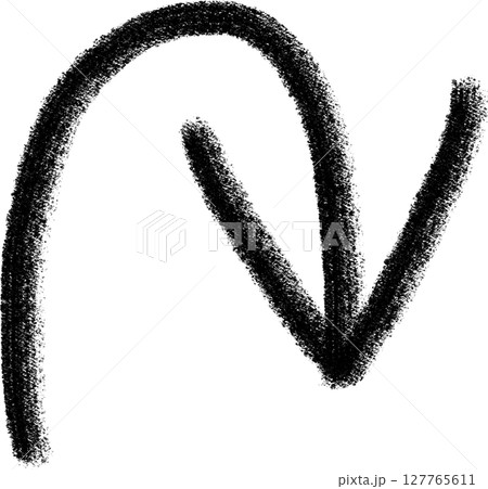 黒い手描きのUターン下向き矢印アイコン 127765611