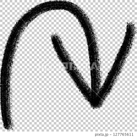 黒い手描きのUターン下向き矢印アイコン 127765611