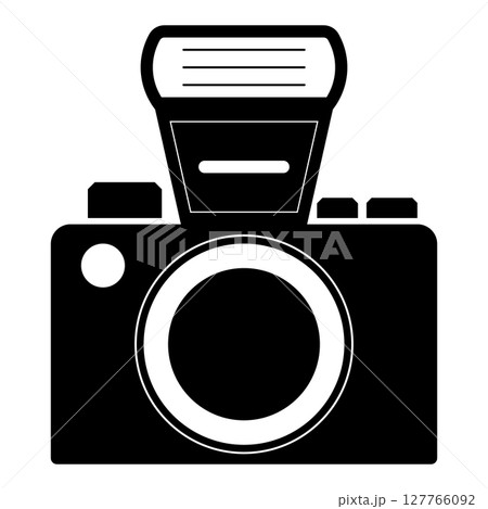 白黒のシンプルでフラットなカメラアイコン 白背景 白黒のシンプルでフラットなカメラアイコン 白背景 127766092