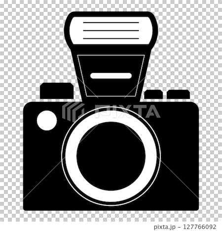 白黒のシンプルでフラットなカメラアイコン 白背景 白黒のシンプルでフラットなカメラアイコン 白背景 127766092