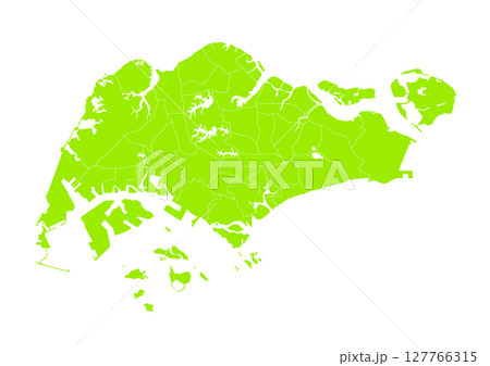 世界地図より、シンガポールの行政区分地図　（Map of  singapore） 127766315