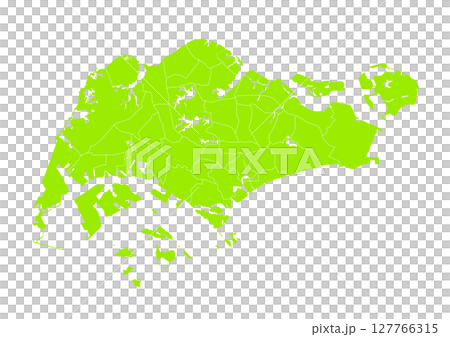 世界地図より、シンガポールの行政区分地図　（Map of  singapore） 127766315