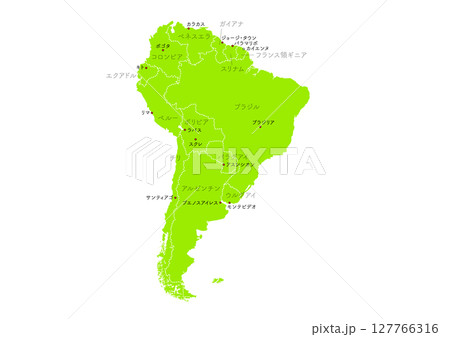 世界地図より、南米の行政区分地図　（Map of  South America） 127766316