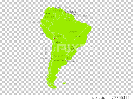 世界地図より、南米の行政区分地図　（Map of  South America） 127766316