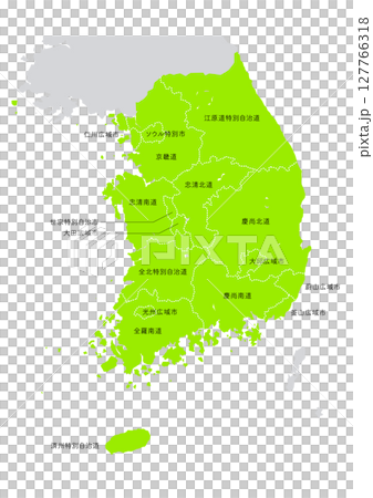 世界地圖上的韓國行政區劃圖 127766318