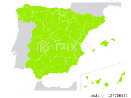 世界地図より、スペインの行政区分地図　（Map of  Spain） 127766321