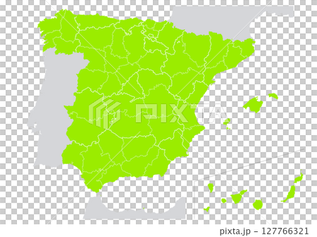 世界地図より、スペインの行政区分地図　（Map of  Spain） 127766321