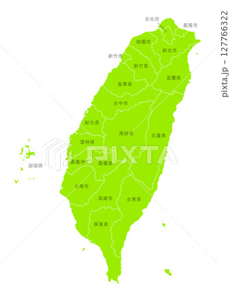 世界地図より、台湾の行政区分地図　（Map of Taiwan） 127766322