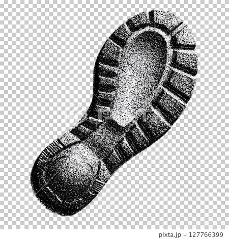 Vintage Shoe Print In Retro Stipple. Footwear Impression Illustration Isolated On Transparent Background 127766399