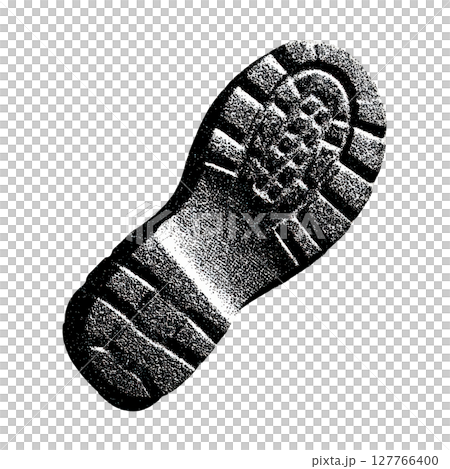 Vintage Boot Print Illustration. Retro Footwear Tread Illustration Isolated On Transparent Background 127766400