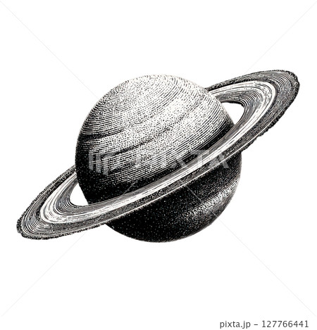 Vintage Saturn Illustration In Retro Engraving. Celestial Illustration Isolated On Transparent Background 127766441