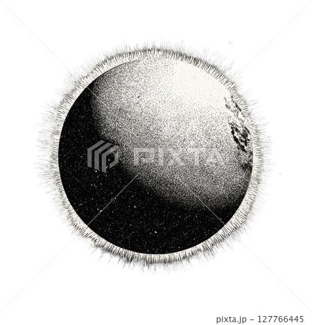 Vintage Solar Eclipse Illustration. Retro Celestial Phenomenon In Engraving Illustration Isolated On Transparent Background 127766445