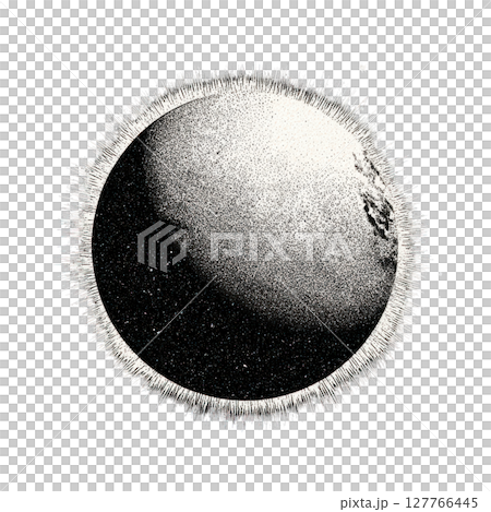 Vintage Solar Eclipse Illustration. Retro Celestial Phenomenon In Engraving Illustration Isolated On Transparent Background 127766445