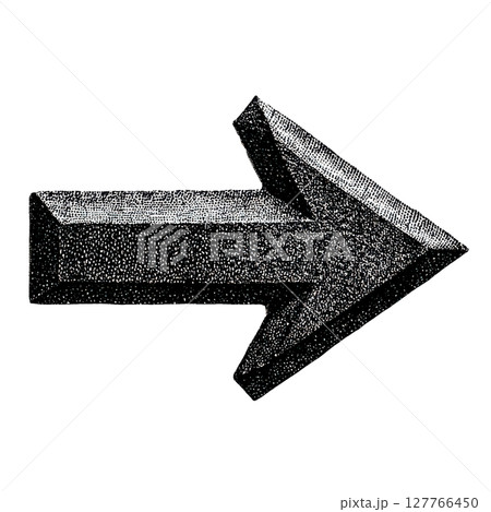 Vintage 3D Arrow In Retro Engraving. Directional Symbol With Nostalgic Aesthetic Illustration Isolated On Transparent Background 127766450