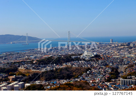 六甲全山縦走路　西部梅林　より　明石海峡大橋を望む 127767145