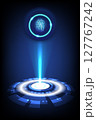 Futuristic digital fingerprint scanner interface 127767242