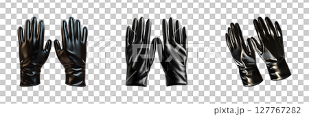 Black Leather Gloves Collection. Fashionable And Elegant Handwear For Style And Comfort Isolated On Transparent Background Black Leather Gloves Collection. Fashionable And Elegant Handwear For Style And Comfort Isolated On Transparent Background 127767282