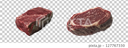 Raw Beef Cuts Set. Premium Meat Selection For Culinary Excellence Collection Isolated On Transparent Background 127767330
