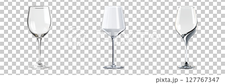 Elegant Crystal Wine Glasses Set. Sophisticated Dining And Beverage Presentation Collection Isolated On Transparent Background 127767347
