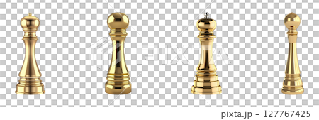 Golden Pepper Mill Collection Set. Luxurious Kitchenware And Culinary Elegance Collection Isolated On Transparent Background 127767425
