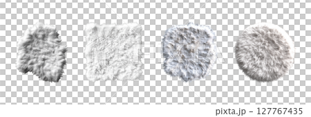 Faux Fur Texture Samples Set. Interior Design And Fashion Material Collection Isolated On Transparent Background 127767435