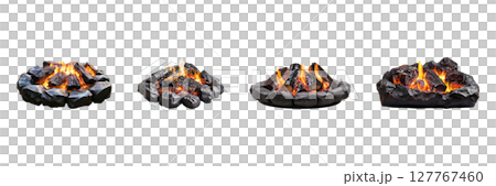 Fire Pit Designs Set. Outdoor Heating And Ambiance Collection Isolated On Transparent Background 127767460