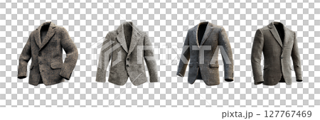 Houndstooth Patterned Blazers Set. Classic Men'S Fashion And Style Collection Isolated On Transparent Background Houndstooth Patterned Blazers Set. Classic Men'S Fashion And Style Collection Isolated On Transparent Background 127767469