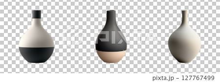 Modern Ceramic Vases Set. Minimalist Home Decor Collection Isolated On Transparent Background 127767499