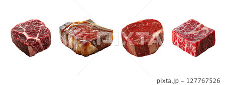 Assorted Premium Beef Cuts Set. Gourmet Meat Selection For Culinary Excellence Collection Isolated On Transparent Background 127767526