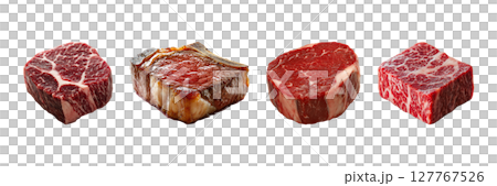 Assorted Premium Beef Cuts Set. Gourmet Meat Selection For Culinary Excellence Collection Isolated On Transparent Background 127767526