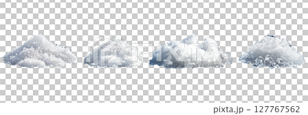 Snow Texture Variations Set. Winter And Seasonal Design Elements Collection Isolated On Transparent Background 127767562