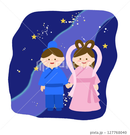 七夕の織姫と彦星のイラスト 127768040