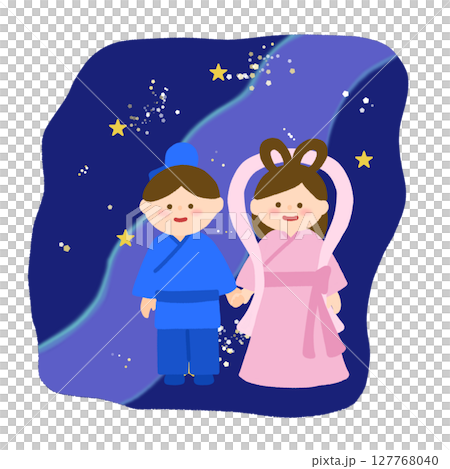 七夕の織姫と彦星のイラスト 127768040