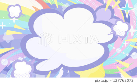 アメコミ風のメルヘンな背景イラスト_紫_16:9 アメコミ風のメルヘンな背景イラスト_紫_16:9 127768072