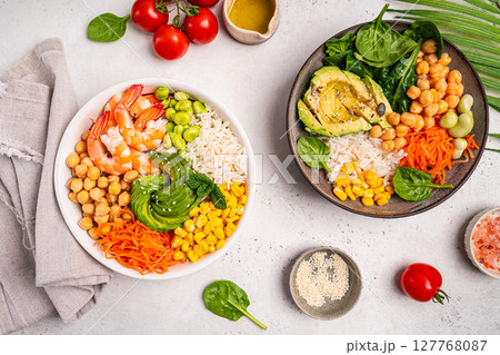 Poke bowl with shrimps Poke bowl with shrimps 127768087