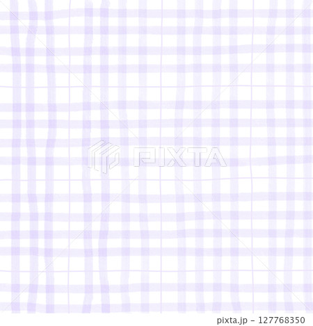 Purple Plaid Gingham Madras Check Hand Drawn Background Pattern Overlay 127768350