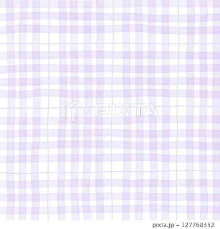 Purple Plaid Gingham Madras Check Hand Drawn Background Pattern Overlay 127768352