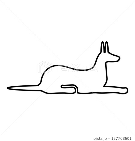 Jackal silhouette egyptian mythology Anubis Egypt God contour outline line icon black color vector illustration image thin flat style Jackal silhouette egyptian mythology Anubis Egypt God contour outline line icon black color vector illustration image thin flat style 127768601