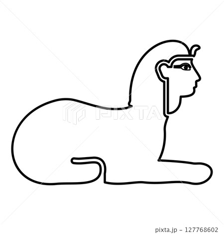 Sphinx Egypt pyramid concept egyptian statue of Giza contour outline line icon black color vector illustration image thin flat style Sphinx Egypt pyramid concept egyptian statue of Giza contour outline line icon black color vector illustration image thin flat style 127768602